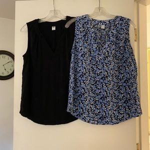 Old Navy 2 tops- Black and blue floral tanks- NWOT flowy fit. Size M.